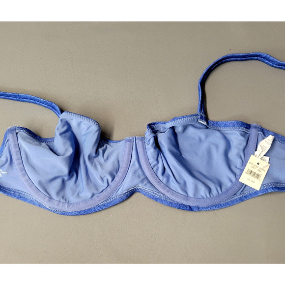 Aerie Underwire Bikini Top Womens 34D Blue Denim Print Unlined New - Picture 9 of 14